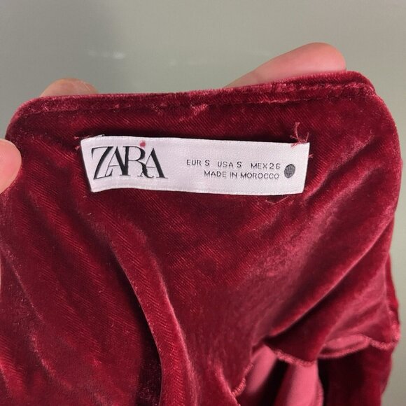 Zara Velvet Burgundy Red Slip Midi Dress Size Small - Holiday Party Christmas - Picture 10 of 13